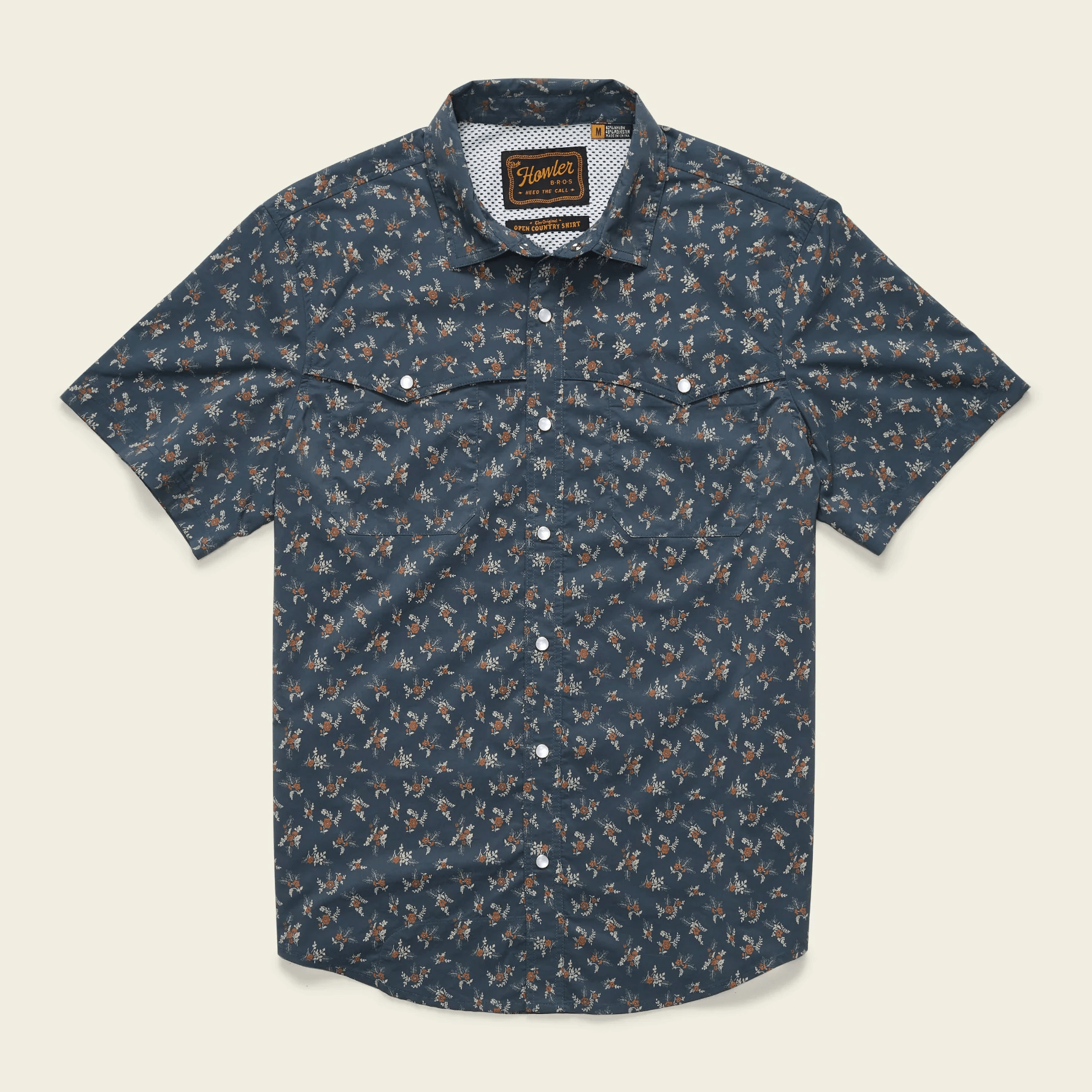 Howler Brothers Open Country Tech Shirt Howler Brothers Rancher Floral : Dark Slate / XL Men's Short Sleeve Button Down Shirts Rivers and Glen Trading Co