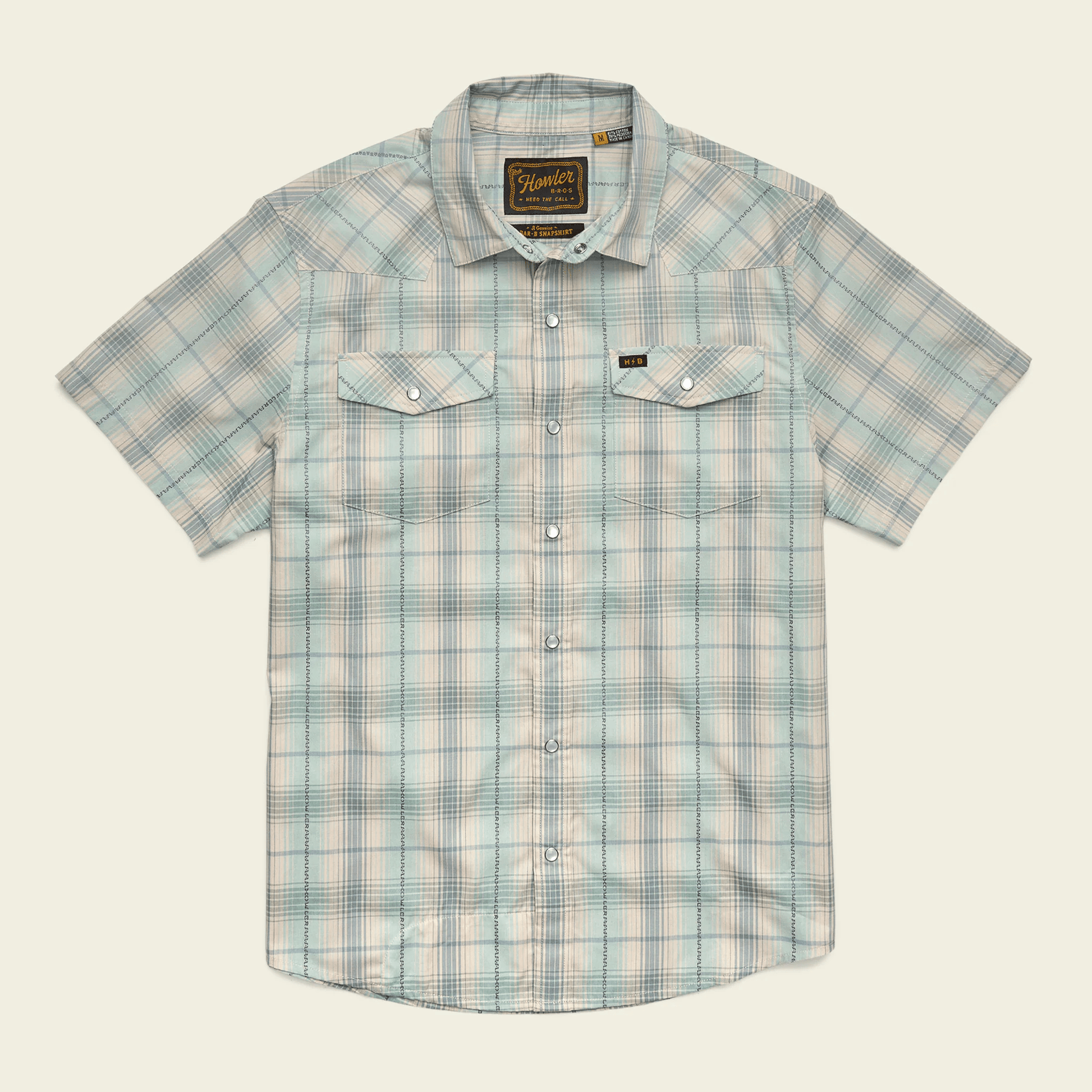 Howler Brothers H Bar B Snapshirt Howler Brothers Prairie Plaid : Seafoam / L Men's Short Sleeve Button Down Shirts Rivers and Glen Trading Co