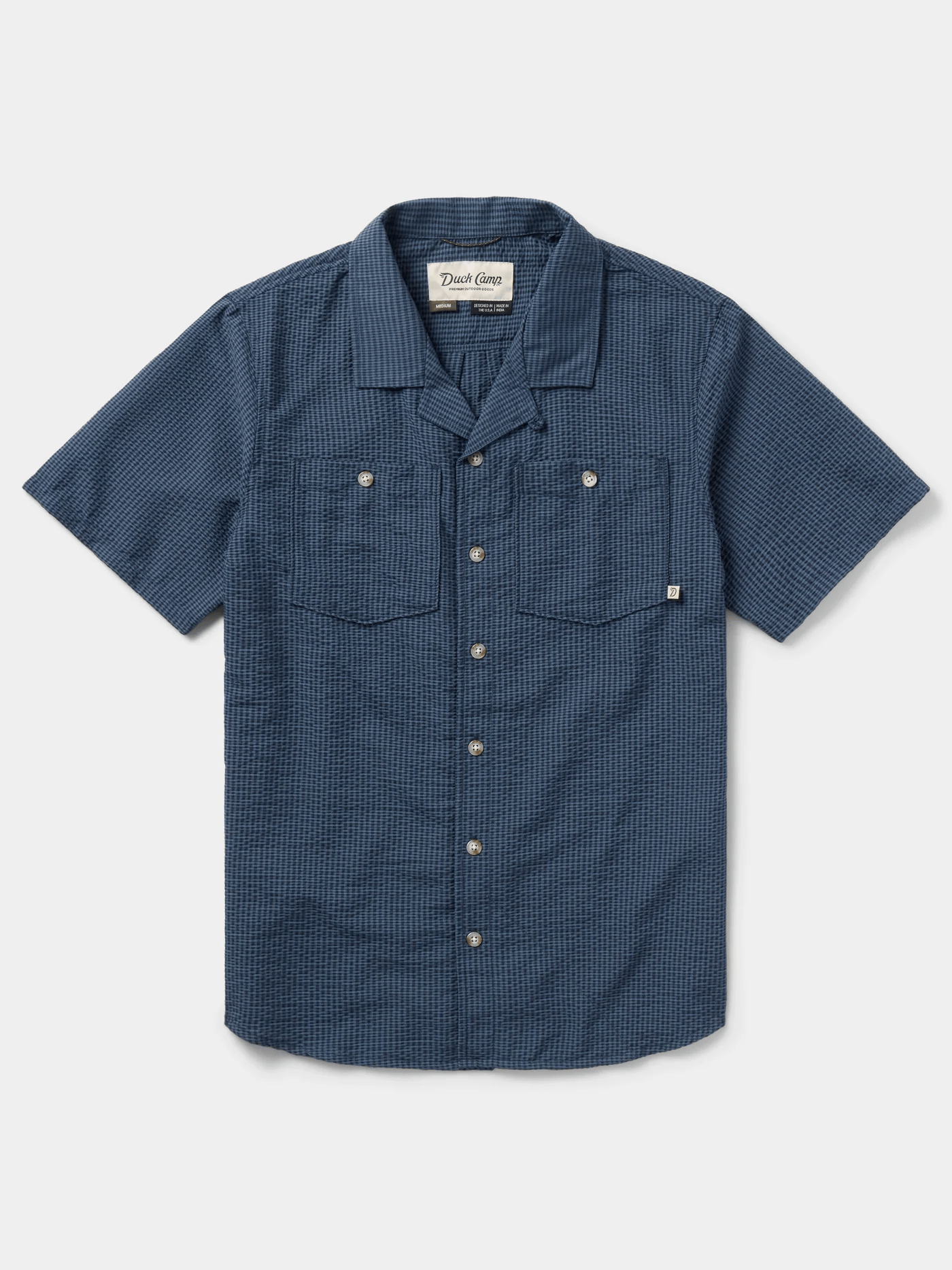 Duck Camp Men's Coastal Seersucker Shirt Short Sleeve Duck Camp Navy Blue / XXL Men's Short Sleeve Button Down Shirts Rivers and Glen Trading Co