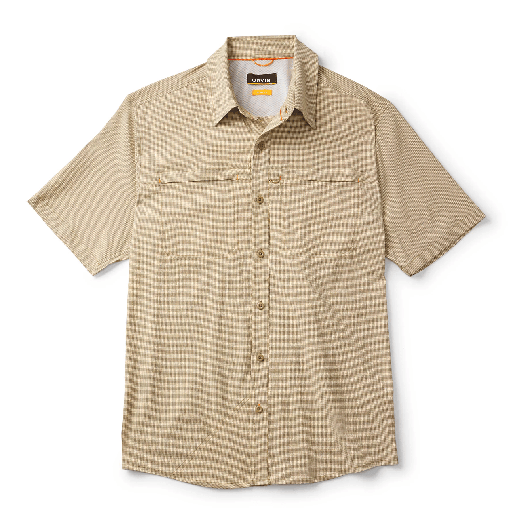 Orvis Men's Short-Sleeved Open Air Caster Orvis Khaki/Snow / XXL Men's Short Sleeve Button Down Shirts Rivers and Glen Trading Co