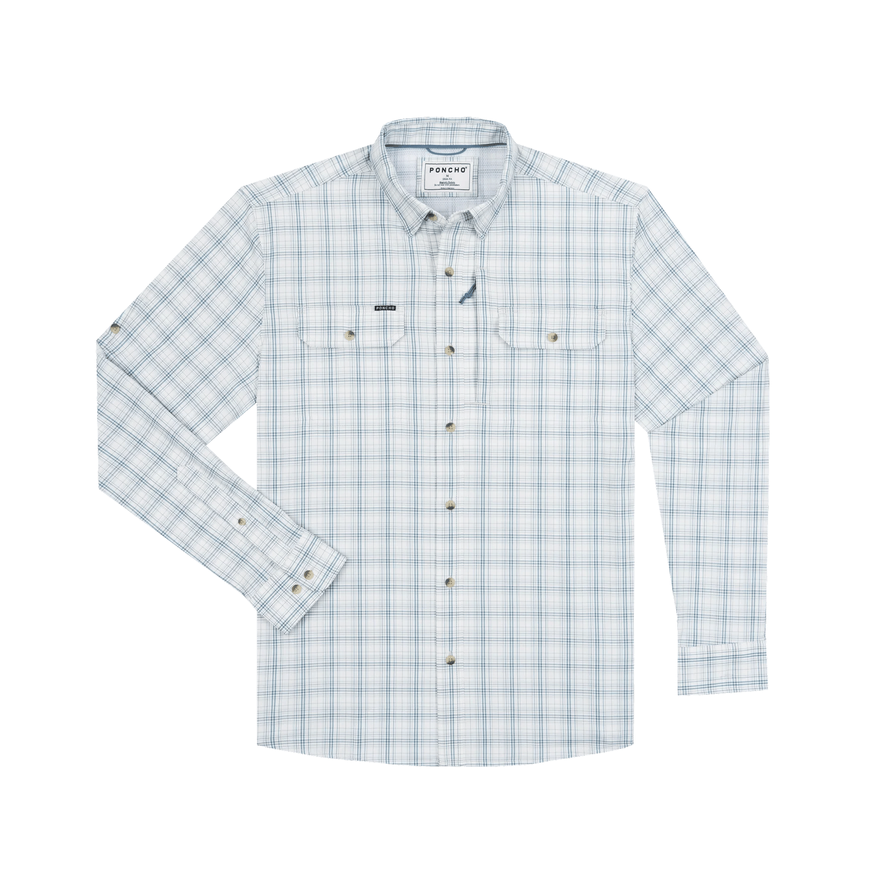 Poncho The Silver King Poncho Slate and Silver Plaid / L Men's Long Sleeve Button Down Shirts Rivers and Glen Trading Co