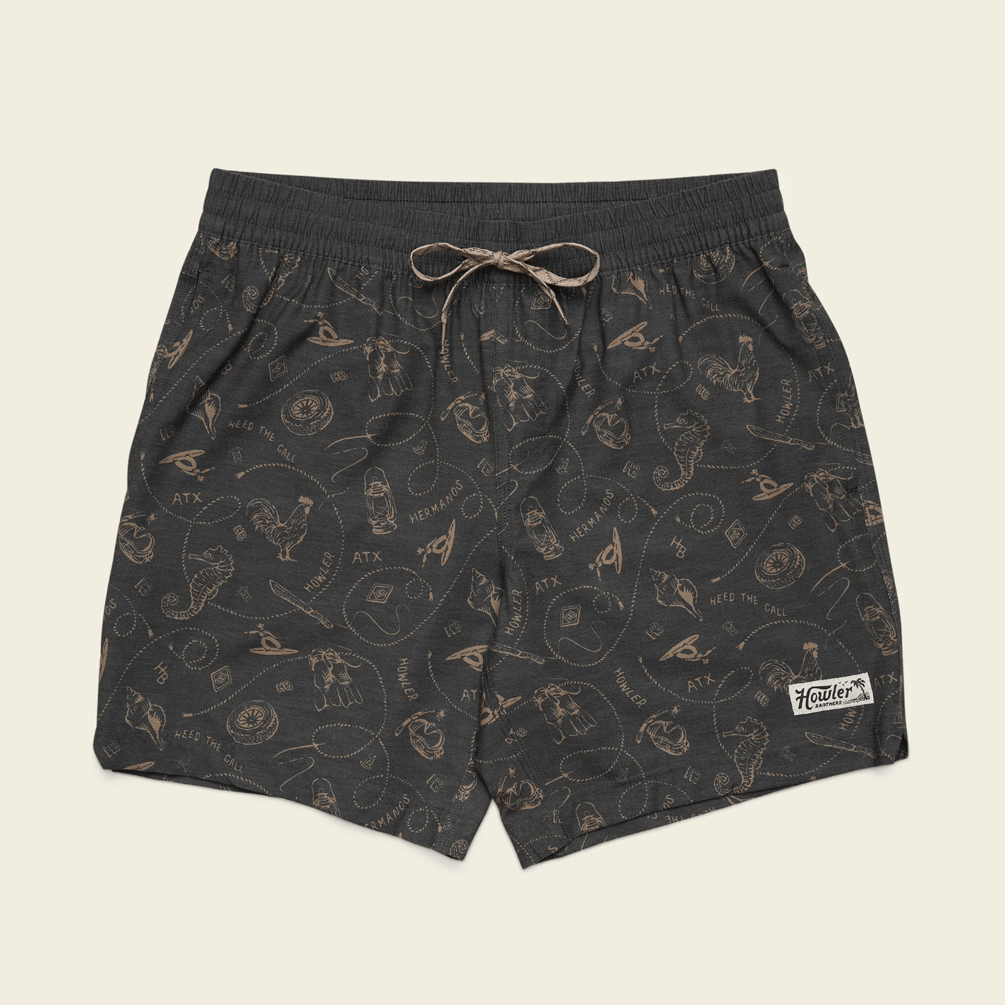 Howler Brothers Deep Set Boardshorts Howler Brothers Sea Rodeo : Antique Black / L Men's Shorts Rivers and Glen Trading Co