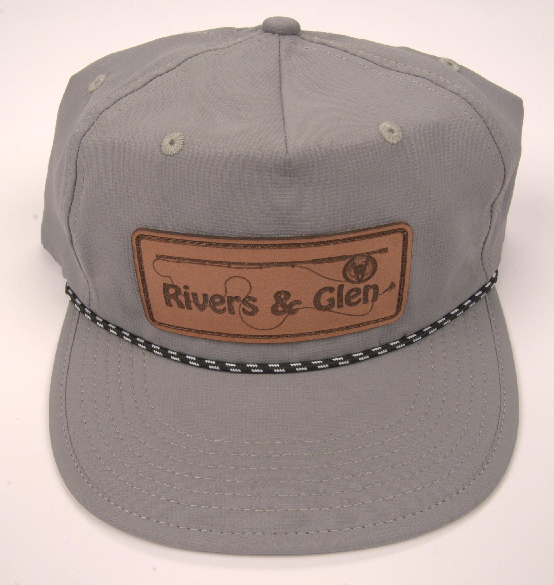 R&G Rope Hat Grey Rectangle Logo Rivers and Glen Trading Co. Hats Grey/Leather Rectangle Patch/256 Headwear Rivers and Glen Trading Co