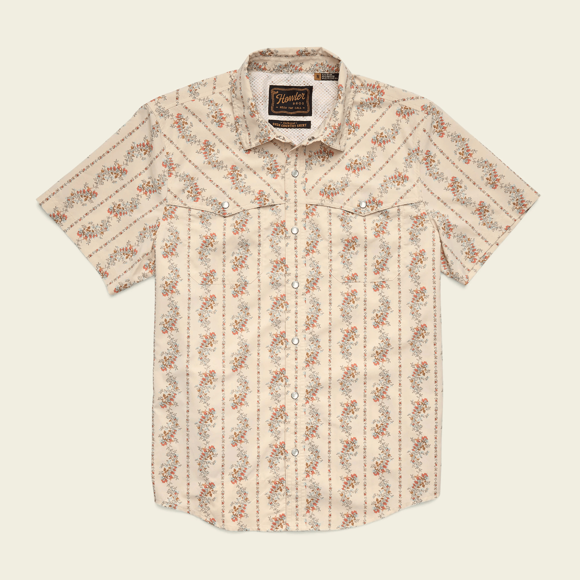 Howler Brothers Open Country Tech Shirt Howler Brothers Grampa's Curtains : Natural / XL Men's Short Sleeve Button Down Shirts Rivers and Glen Trading Co