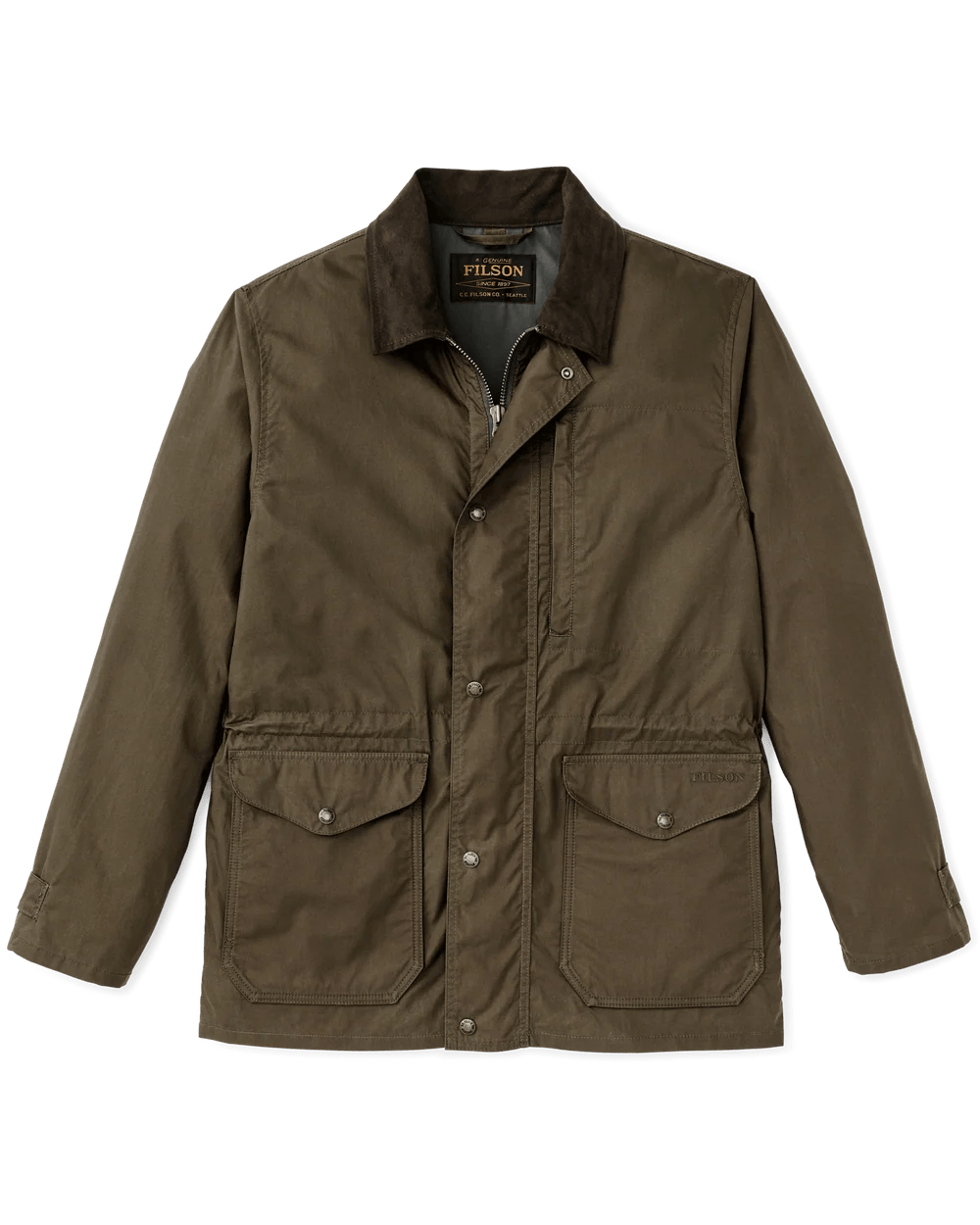 Filson Dry Wax Mile Marker Coat Filson Burnt Olive / XXL Men's Jackets Rivers and Glen Trading Co