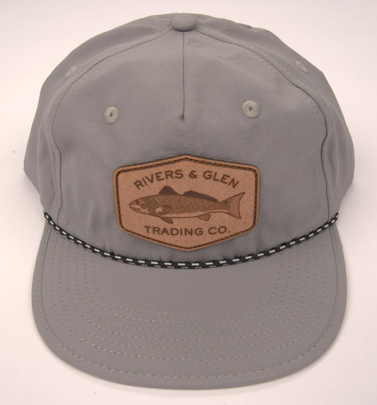 R&G Redfish Rope Hat Grey/Leather Diamond Patch Rivers and Glen Trading Co. Hats LP Grey Headwear Rivers and Glen Trading Co