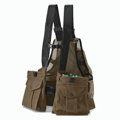 Orvis Waxed Cotton Strap Vest Orvis Dark Khaki / XL/2XL Men's Shooting Vests Rivers and Glen Trading Co