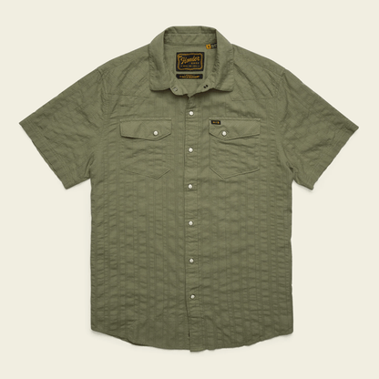 Howler Brothers H Bar B Snapshirt Howler Brothers Eyelet Stripe : Cadet / L Men's Short Sleeve Button Down Shirts Rivers and Glen Trading Co