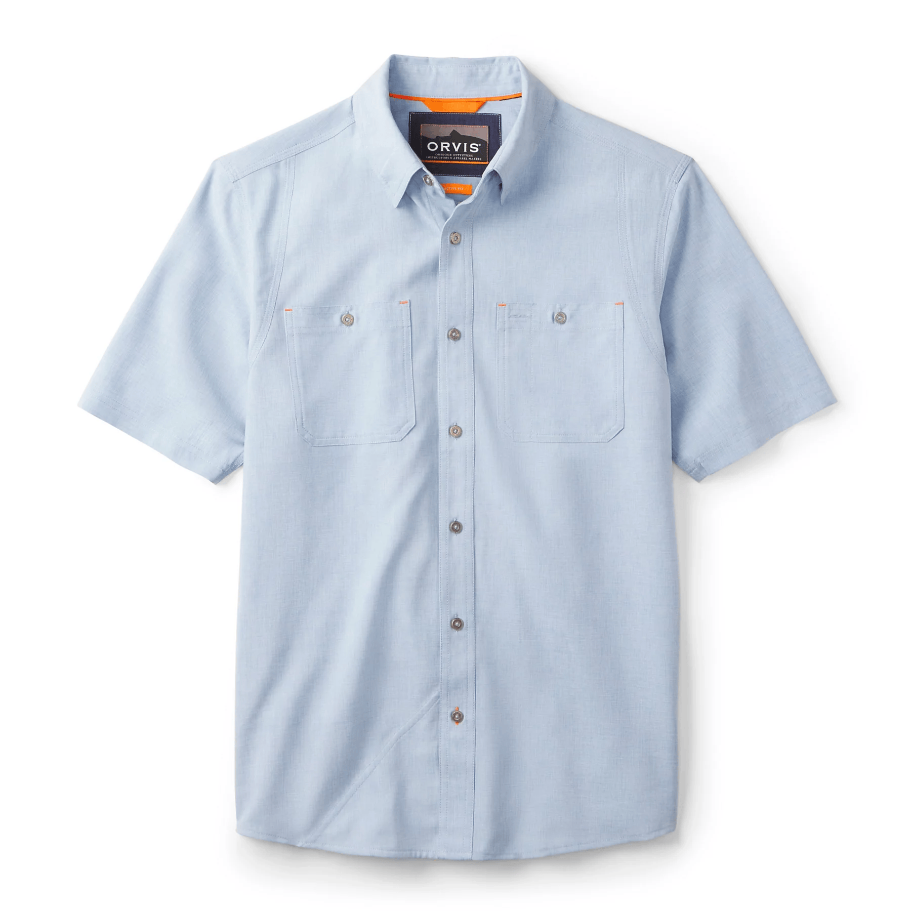Orvis Tech Chambray Short-Sleeved Workshirt Orvis Coastal Blue Chambray / XXL Men's Short Sleeve Button Down Shirts Rivers and Glen Trading Co