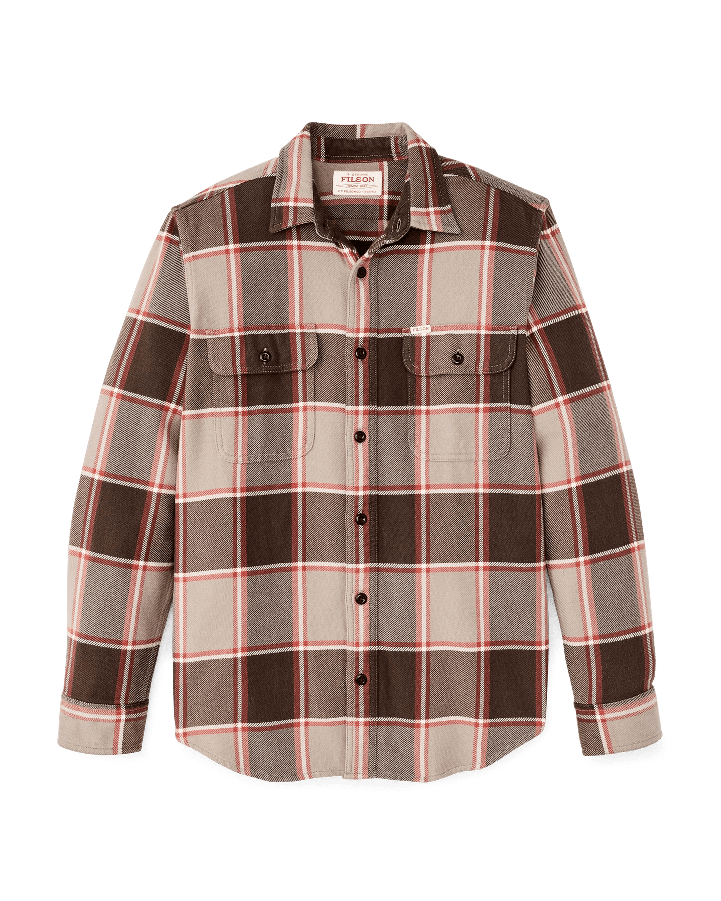 Filson Vintage Flannel Workshirt Filson Tan Multicolor Plaid / XXL Men's Long Sleeve Button Down Shirts Rivers and Glen Trading Co