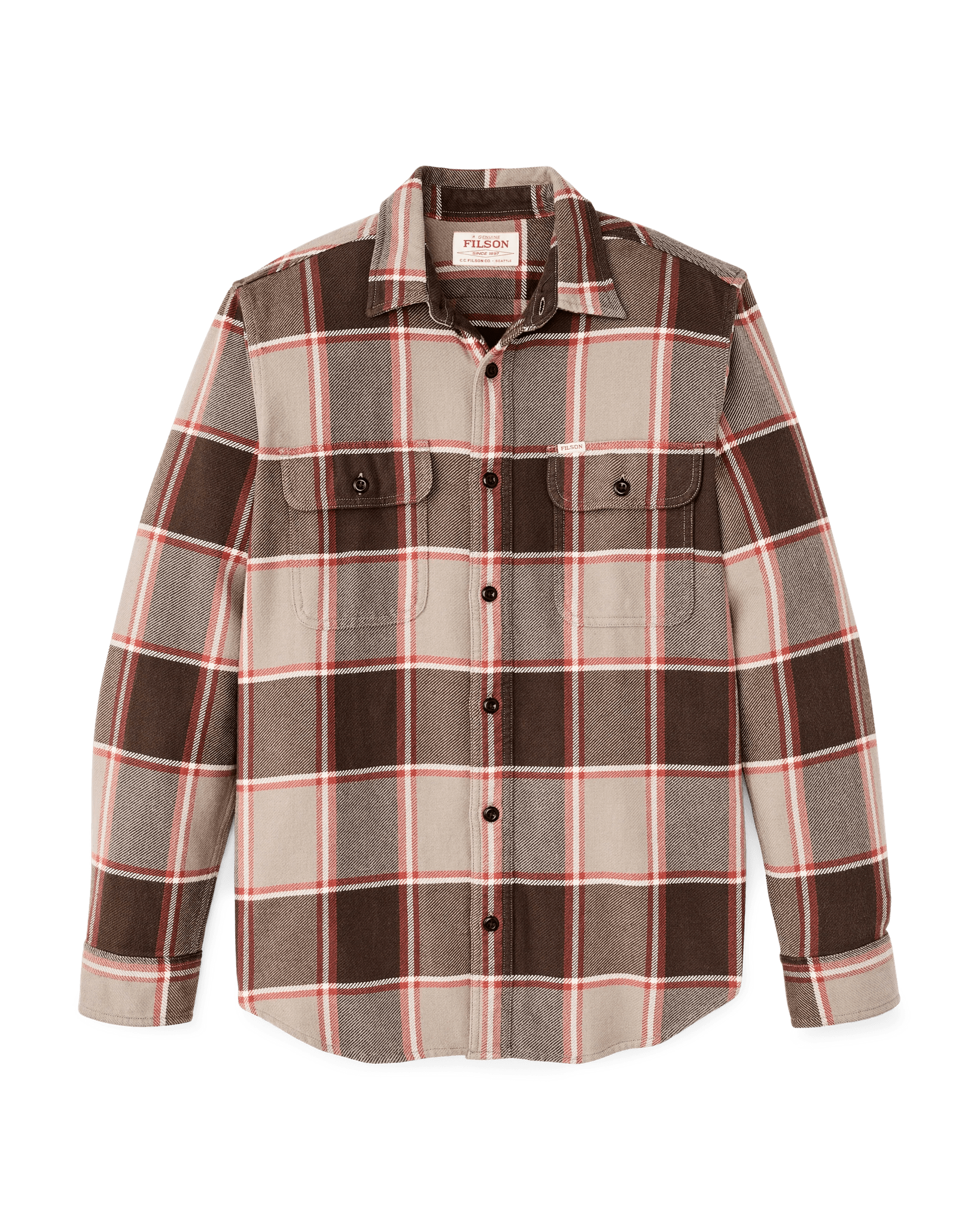 Filson Vintage Flannel Workshirt Filson Tan Multicolor Plaid / XXL Men's Long Sleeve Button Down Shirts Rivers and Glen Trading Co