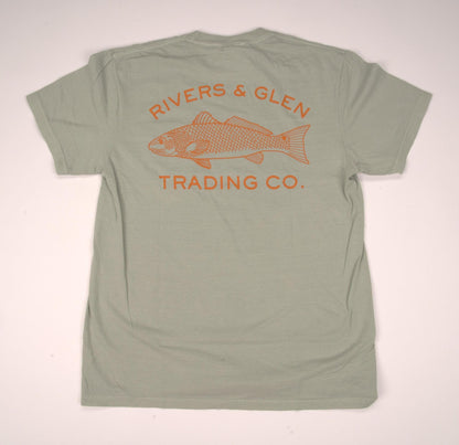 R&G Redfish Comfort Colors SS Pocket Tee Rivers and Glen Trading Co. Shirts Bay / L Short Sleeve Tee Shirts Rivers and Glen Trading Co
