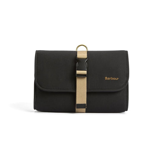 Barbour Transport Wax Hanging Washbag Barbour Black Washbag Rivers and Glen Trading Co