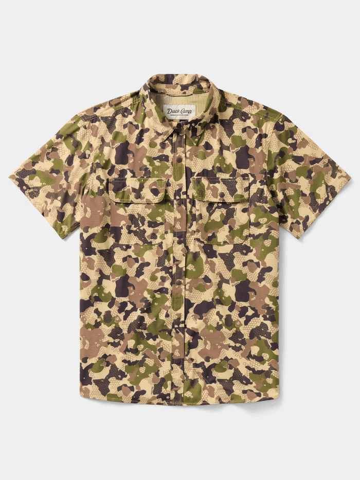 Duck Camp Cast & Blast Perforated Shirt - Short Sleeve Duck Camp Wetland / M Men's Short Sleeve Button Down Shirts Rivers and Glen Trading Co