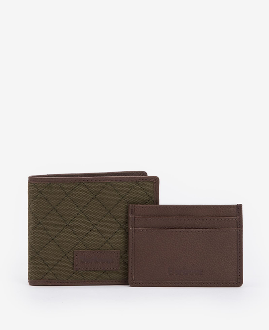 Barbour Quilted Padbury Wallet and Card Holder Gift Set