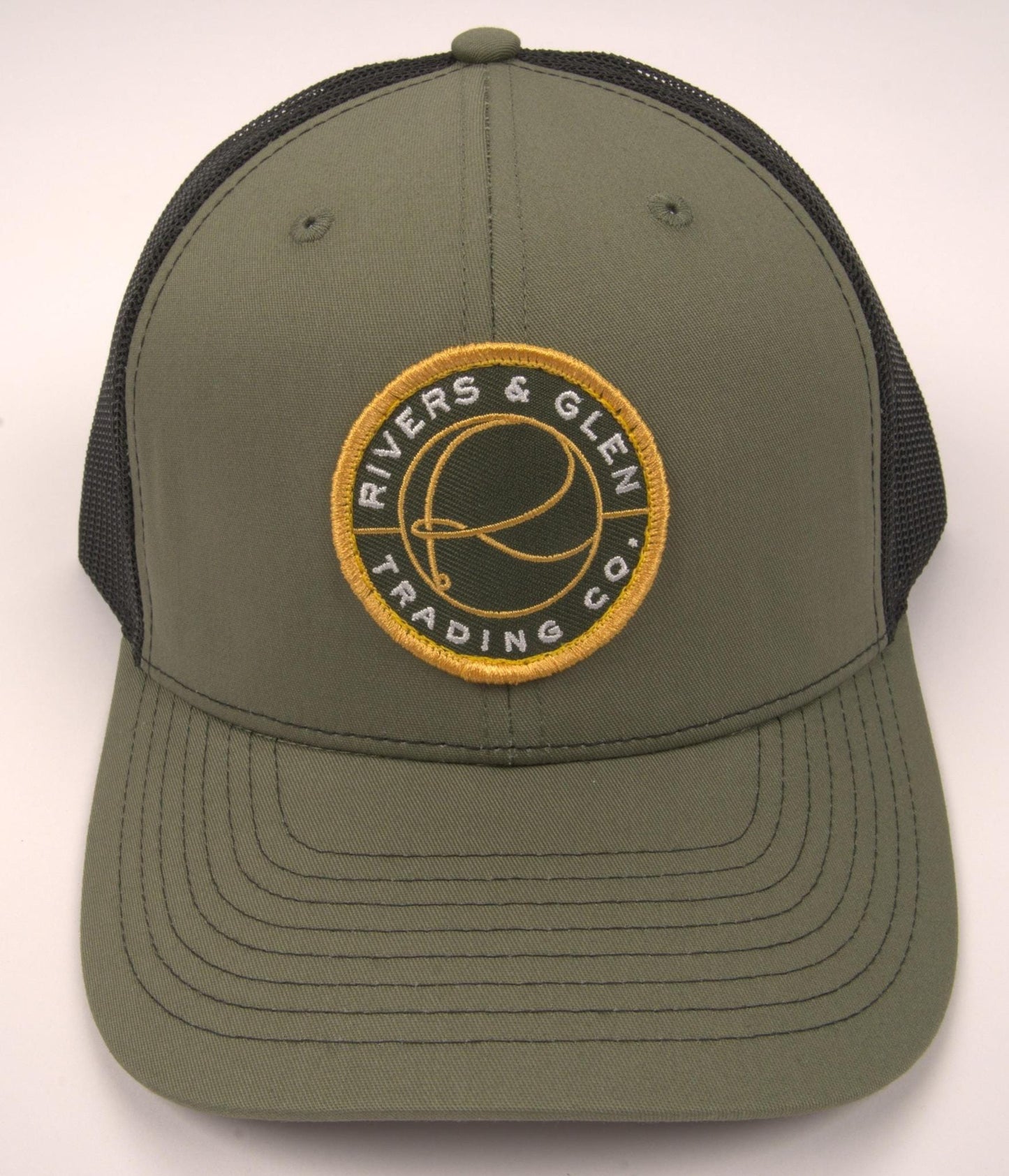 R&G Trucker Hat Loden/Black Green Patch 112 Rivers & Glen Trading Co. Hats Loden/Black/GreenPatch/112R Headwear Rivers and Glen Trading Co