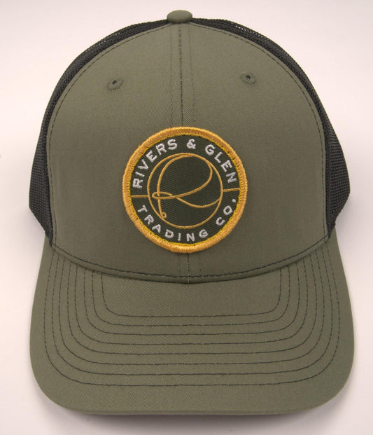 R&G Trucker Hat Loden/Black Green Patch 112 Rivers & Glen Trading Co. Hats Loden/Black/GreenPatch/112R Headwear Rivers and Glen Trading Co