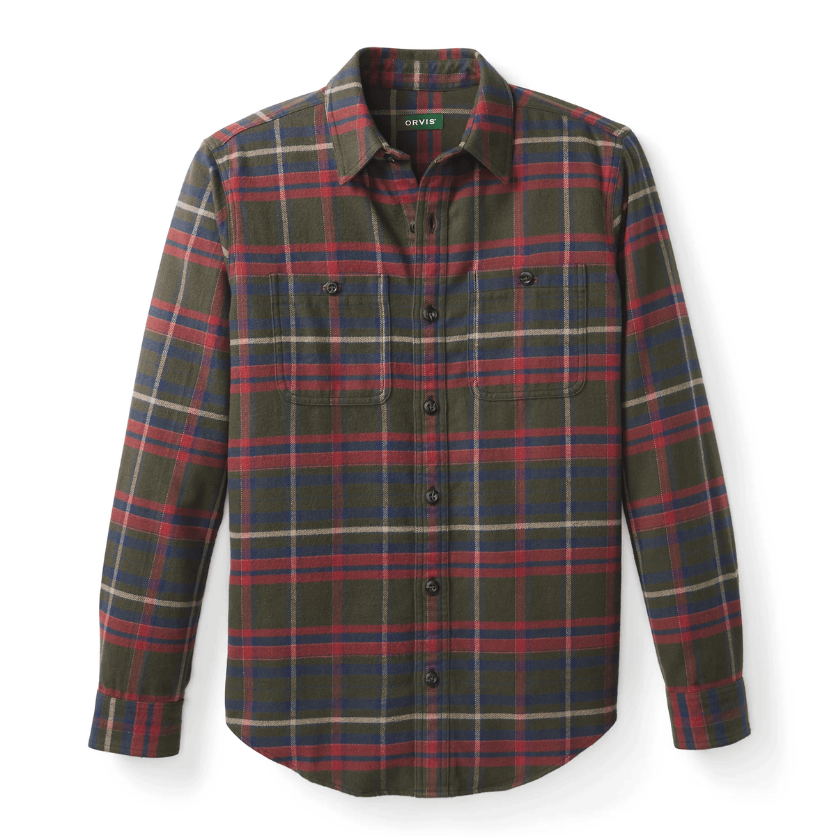 Orvis Men's Perfect Flannel Shirt Orvis HNT/NVYPLD / M Men's Long Sleeve Button Down Shirts Rivers and Glen Trading Co