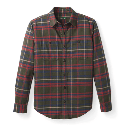 Orvis Men's Perfect Flannel Shirt Orvis HNT/NVYPLD / M Men's Long Sleeve Button Down Shirts Rivers and Glen Trading Co