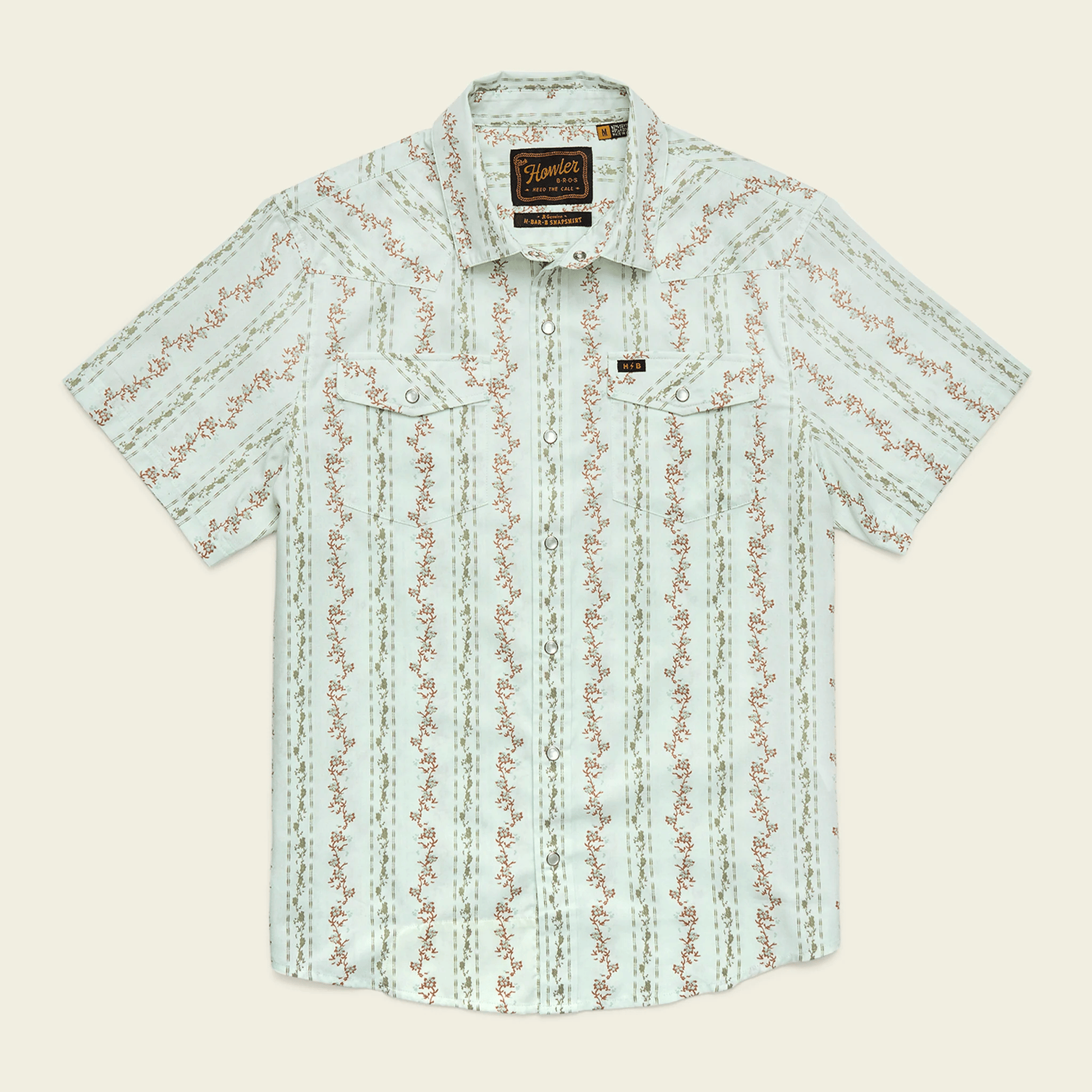 Howler Brothers H Bar B Snapshirt Howler Brothers Hibiscus Ribbons : Mint / XL Men's Short Sleeve Button Down Shirts Rivers and Glen Trading Co