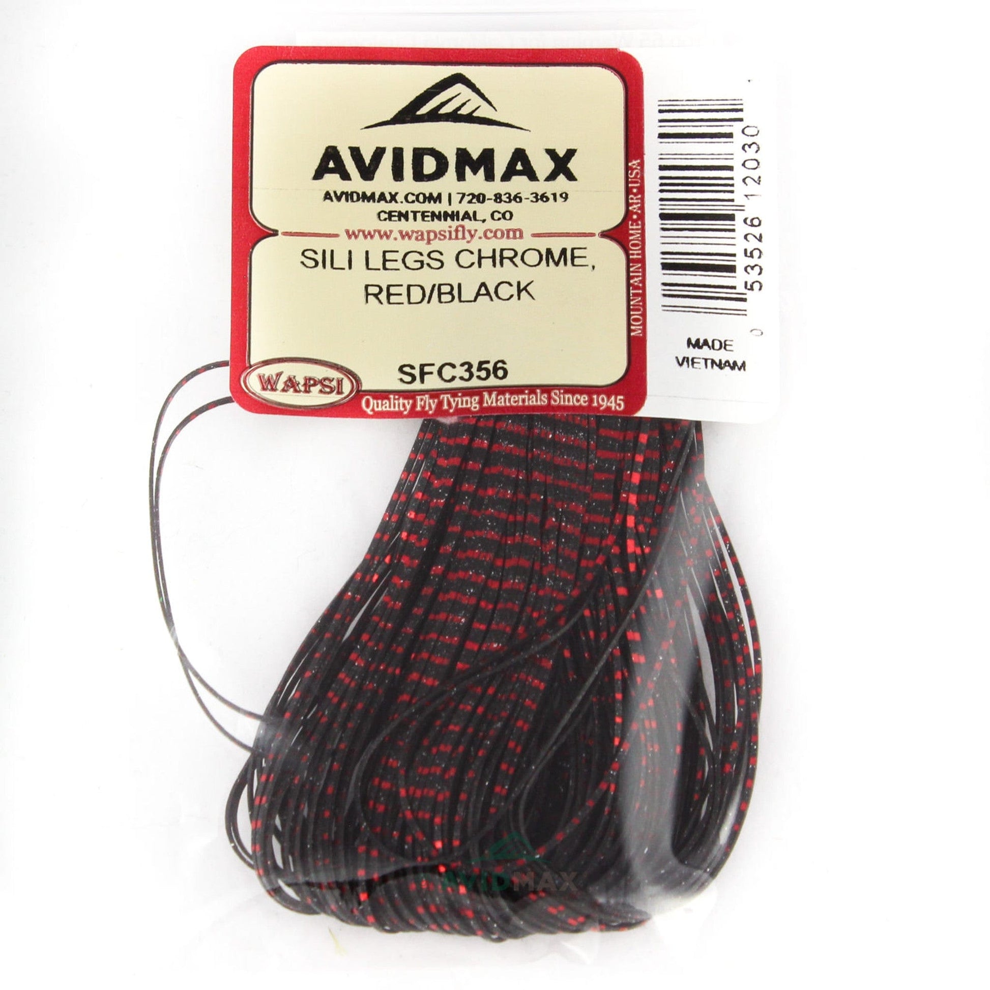 SILI LEGS PERFECTLY BARRED CHROME Wapsi RED/BLACK Fly Tying Rivers and Glen Trading Co