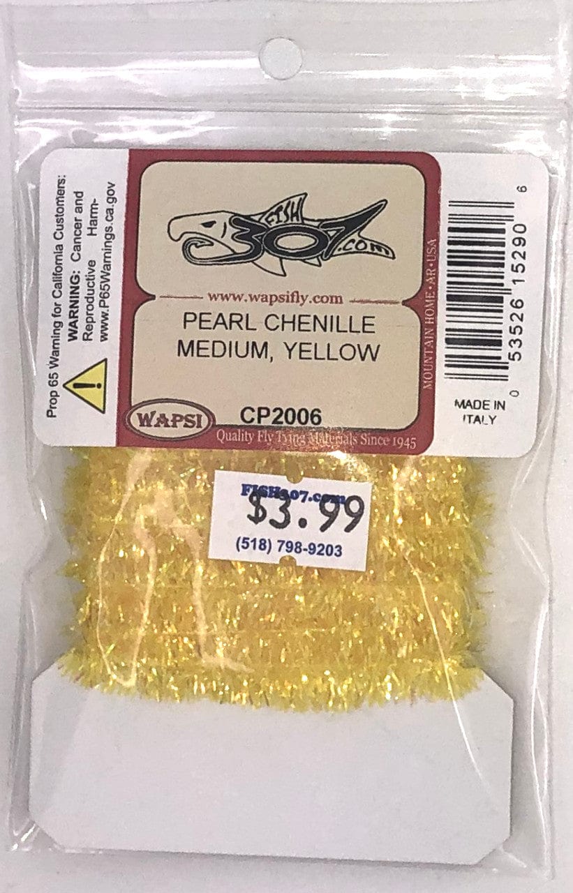 PEARL CHENILLE MEDIUM Wapsi YELLOW Fly Tying Rivers and Glen Trading Co
