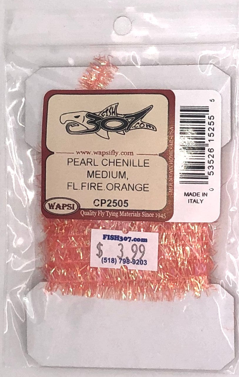 PEARL CHENILLE MEDIUM Wapsi FL.FIRE.ORANGE Fly Tying Rivers and Glen Trading Co