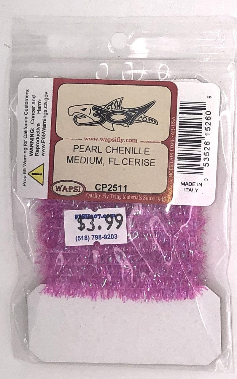 PEARL CHENILLE MEDIUM Wapsi FL.CERISE Fly Tying Rivers and Glen Trading Co