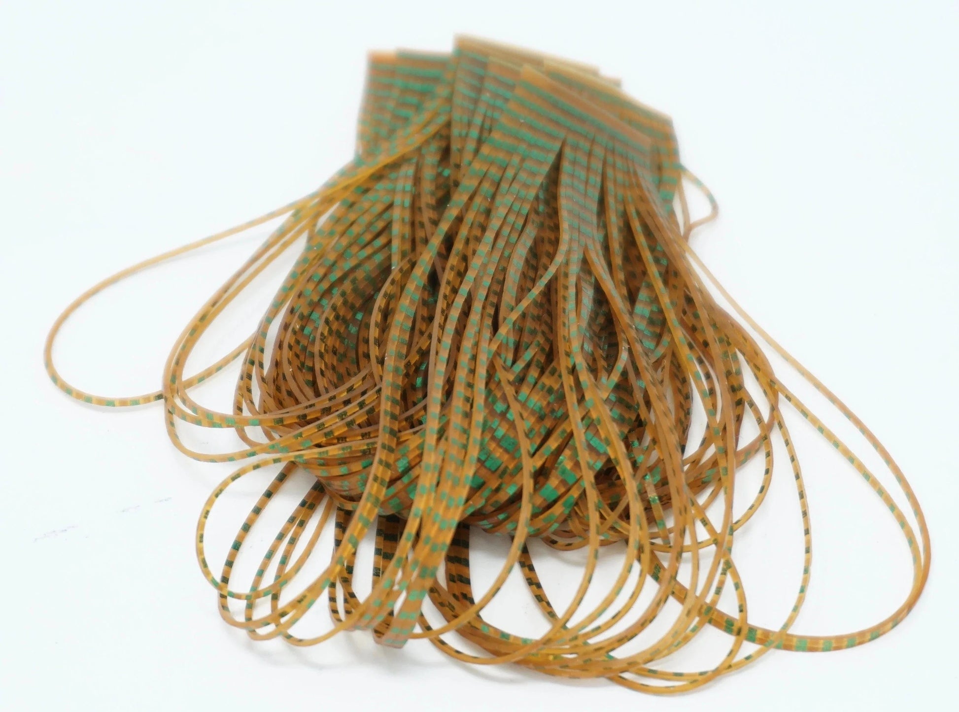 SILI LEGS PERFECTLY BARRED CHROME Wapsi GREEN/PUMPKIN Fly Tying Rivers and Glen Trading Co