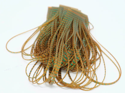 SILI LEGS PERFECTLY BARRED CHROME Wapsi GREEN/PUMPKIN Fly Tying Rivers and Glen Trading Co