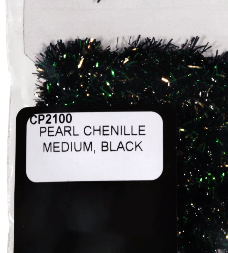 PEARL CHENILLE MEDIUM Wapsi BLACK Fly Tying Rivers and Glen Trading Co