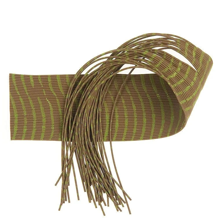 BARRED ROUND RUBBER LEGS Wapsi MEDIUM DK.OLIVE/GOLD Fly Tying Rivers and Glen Trading Co