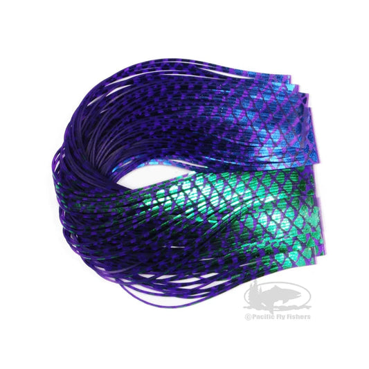 Senyo Fusion Foil Legs Hareline Dubbin Barred Blue and Green Foil Fly Tying Rivers and Glen Trading Co